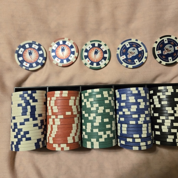 NFL New England Patriots Clay Casino Style Poker Chips 100 Ct. - Picture 4 of 4